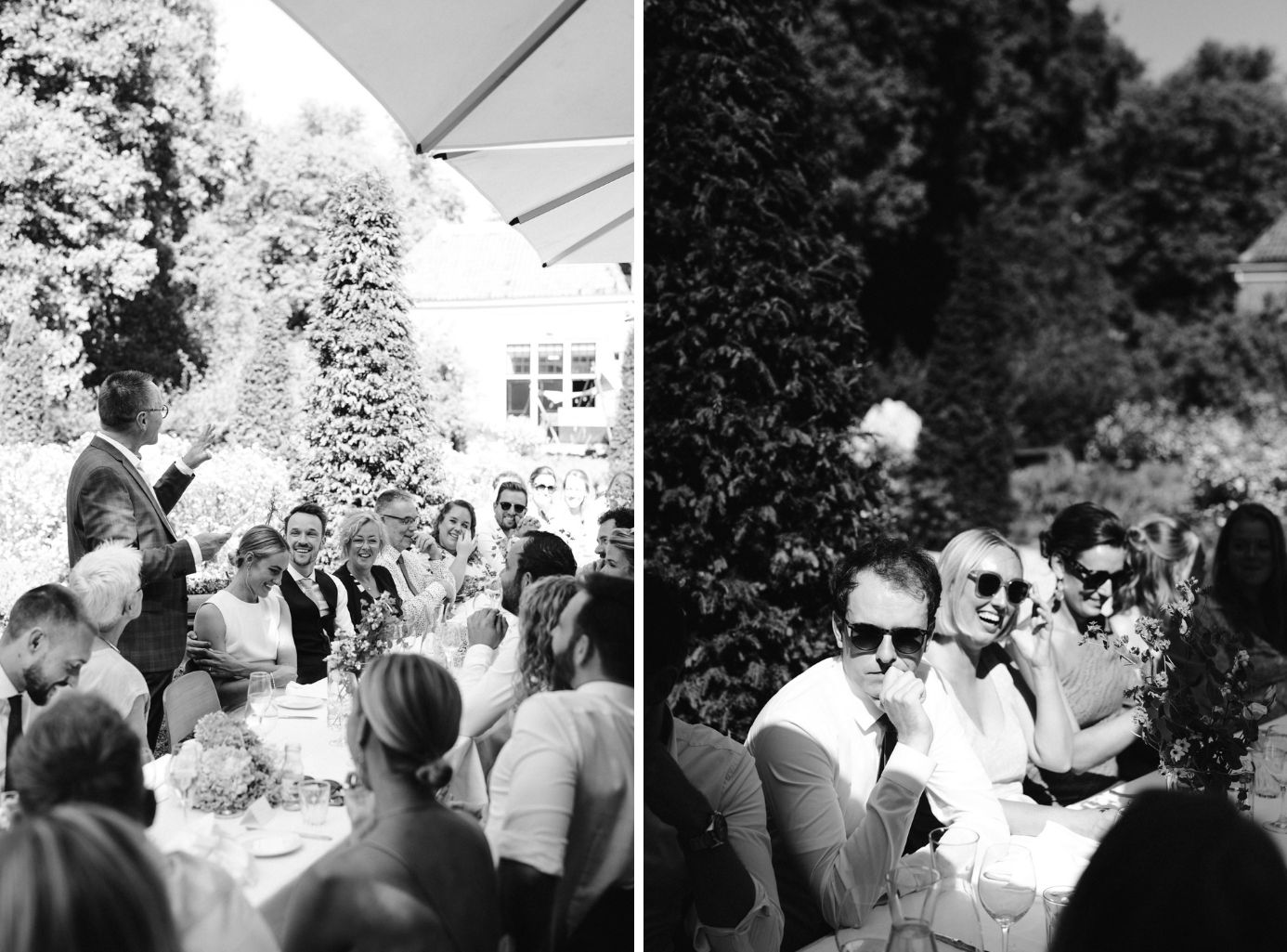 Wedding speeches during garden lunch