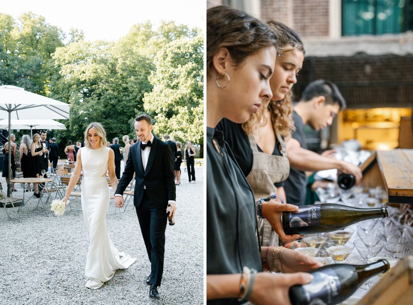 Grand entrance of bride and groom at the evening reception
