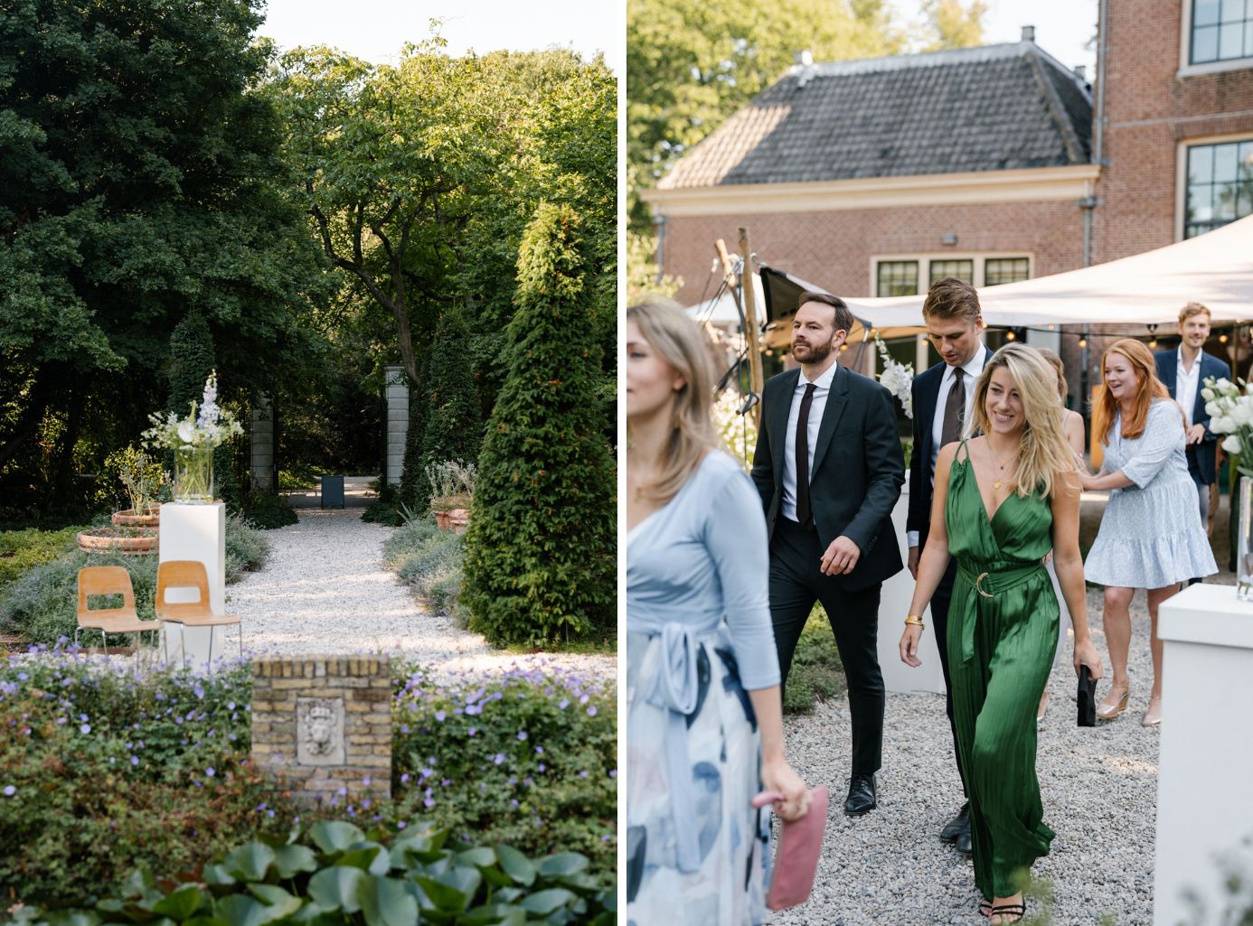 Outdoor ceremony setup in the garden at Huize Frankendael