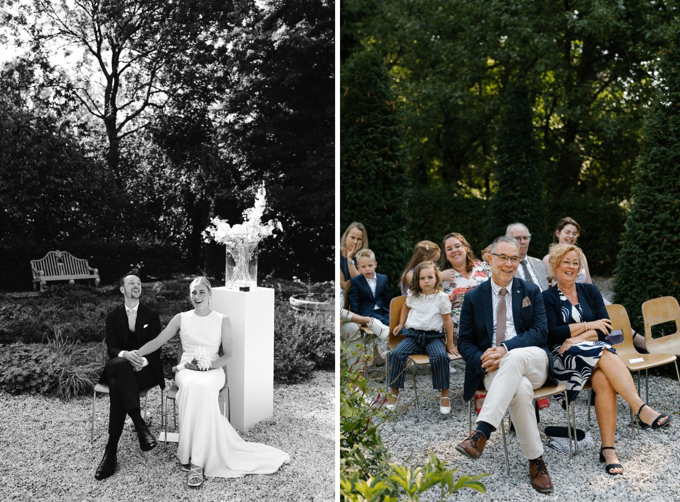Outdoor ceremony setup in the garden at Huize Frankendael