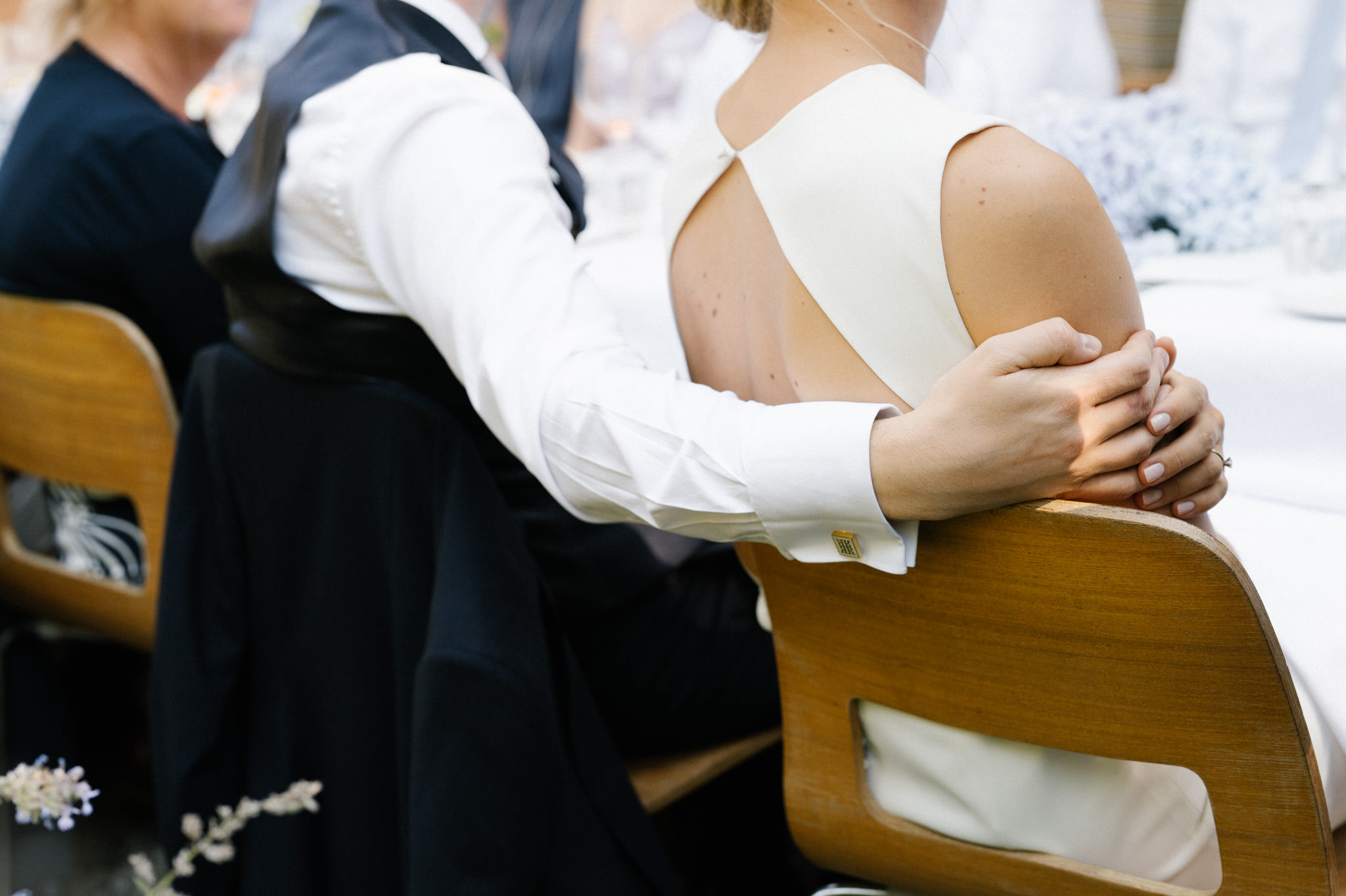 Wedding speeches during garden lunch