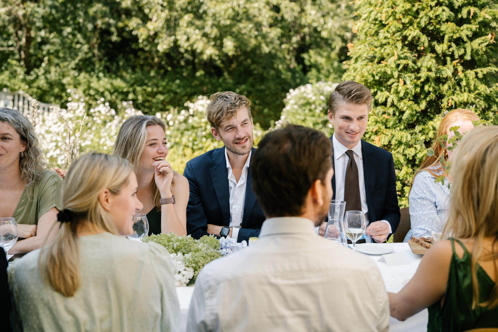 Wedding speeches during garden lunch