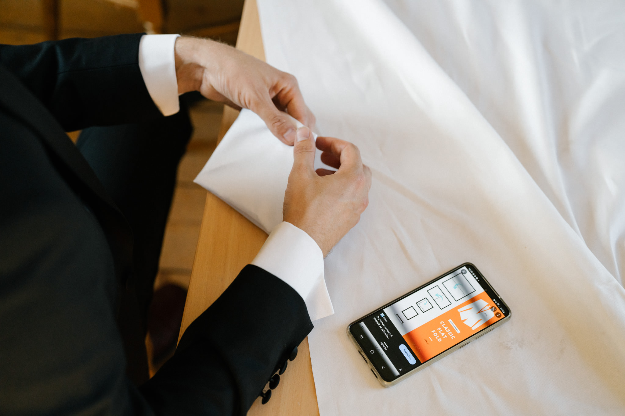 Guests changing into black tie outfits