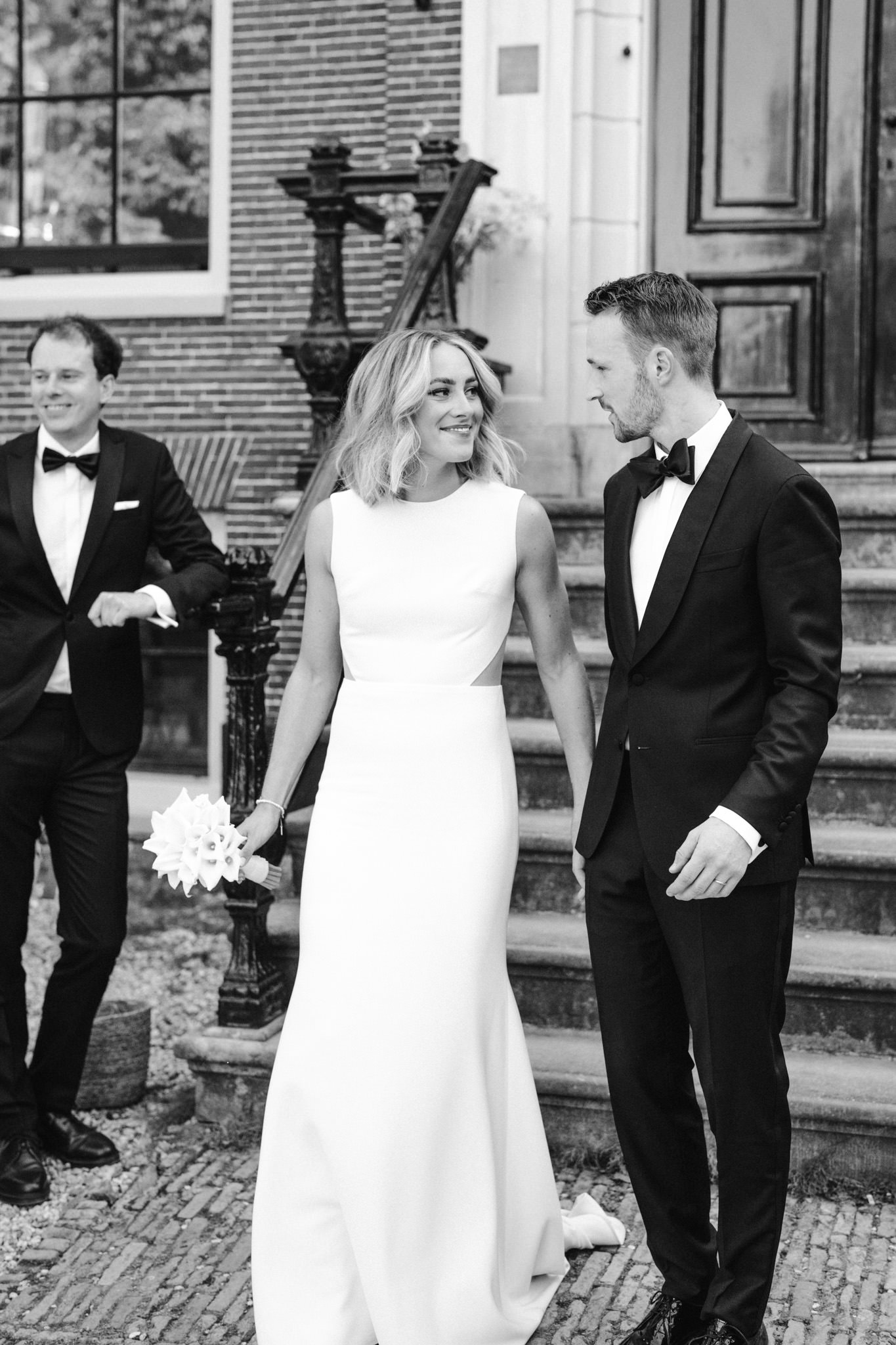 Grand entrance of bride and groom at the evening reception